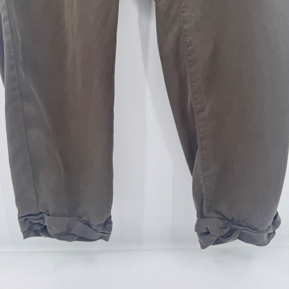 Tahari Pants Women 14 Green Brown Chambray Tapered Drawstring Lagen Coastal - Picture 4 of 16